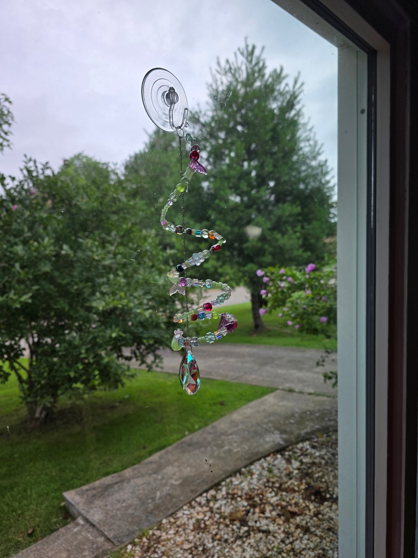 Colorful beaded suncatcher
